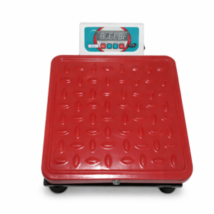 Digital platform weighing scale 300mm x 300mm with LPG cylinder placed on compact stainless steel platform