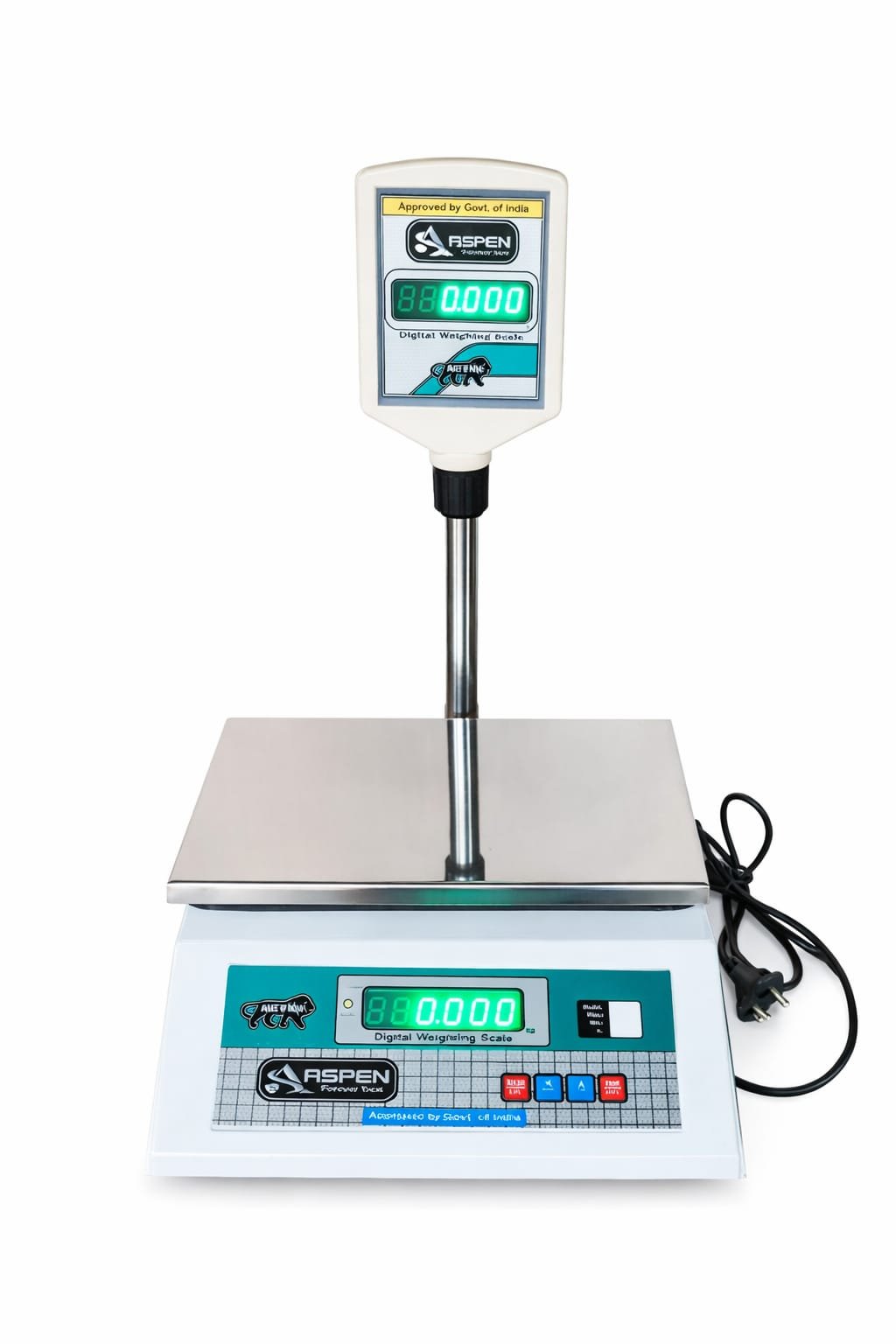 ASPEN digital platform weighing scale with LED pole display and stainless steel platform manufactured in Delhi